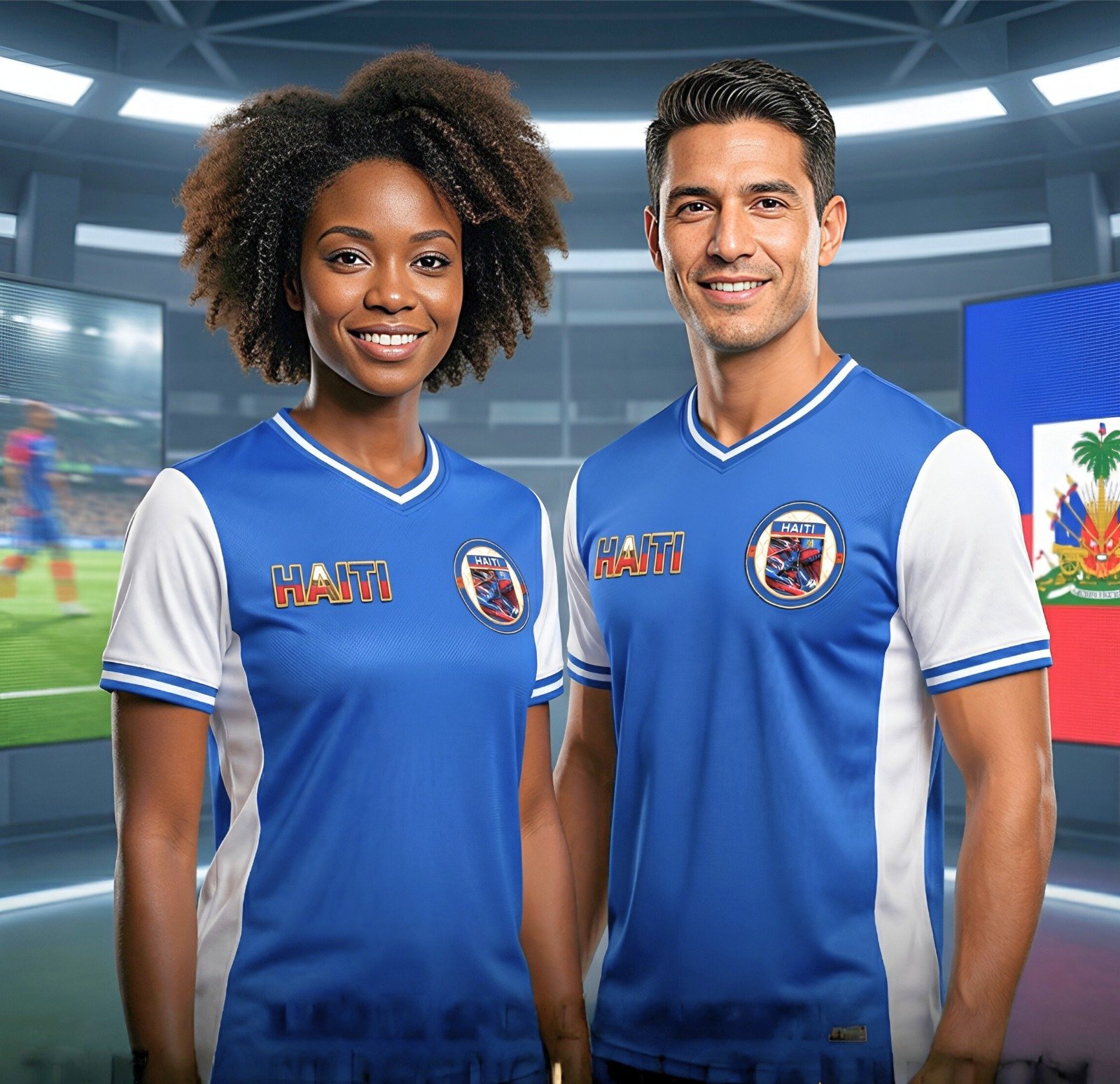 Men's Haiti national soccer team jersey in blue.