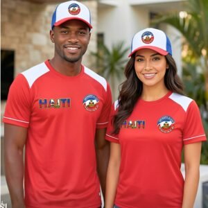 Alaso brand red and white Haiti flag sports jerseys.
