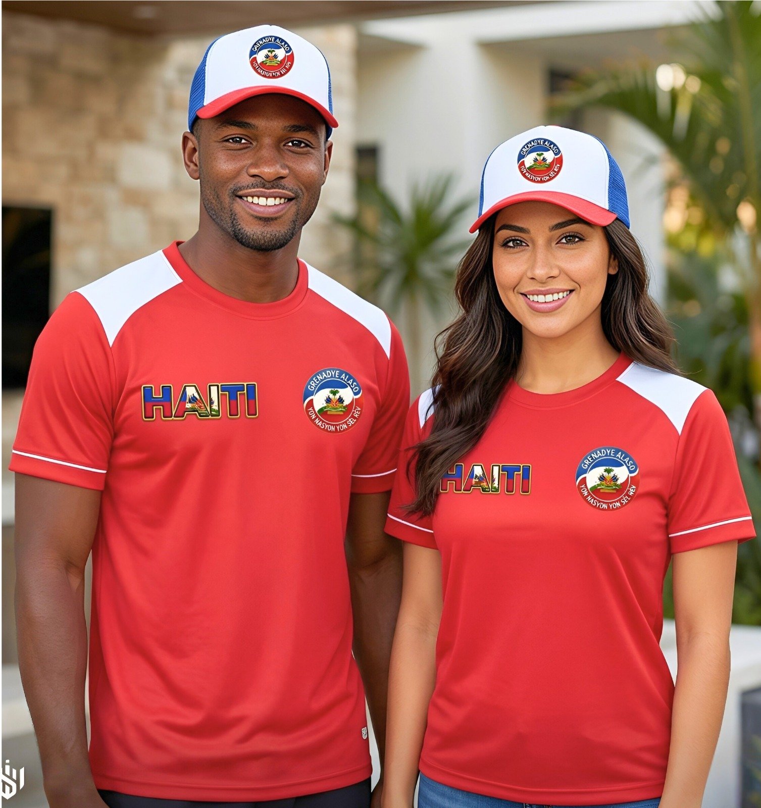 Alaso brand red and white Haiti flag sports jerseys.